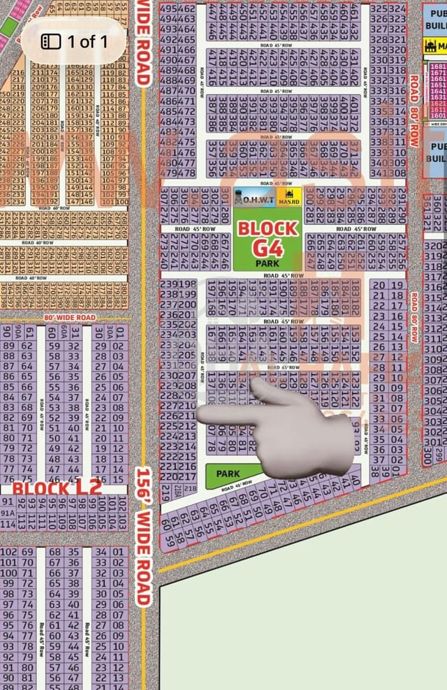 DHA Gujranwala – 1 Kanal Plot Available for Sale - Sector G-4, Plot No. 211 (SBF)